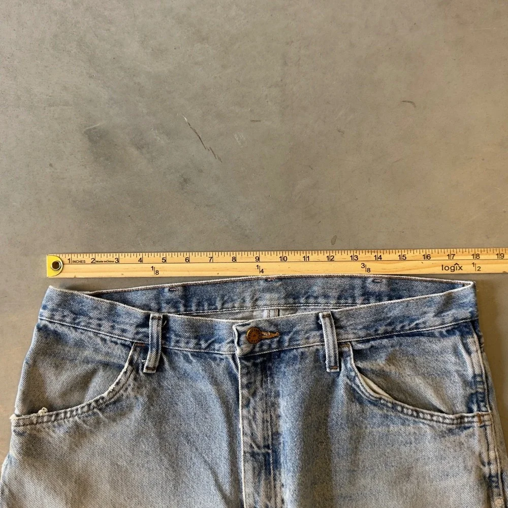 Rustler Mens Distressed Light Wash Straight Leg Denim Jeans Blue 36x32